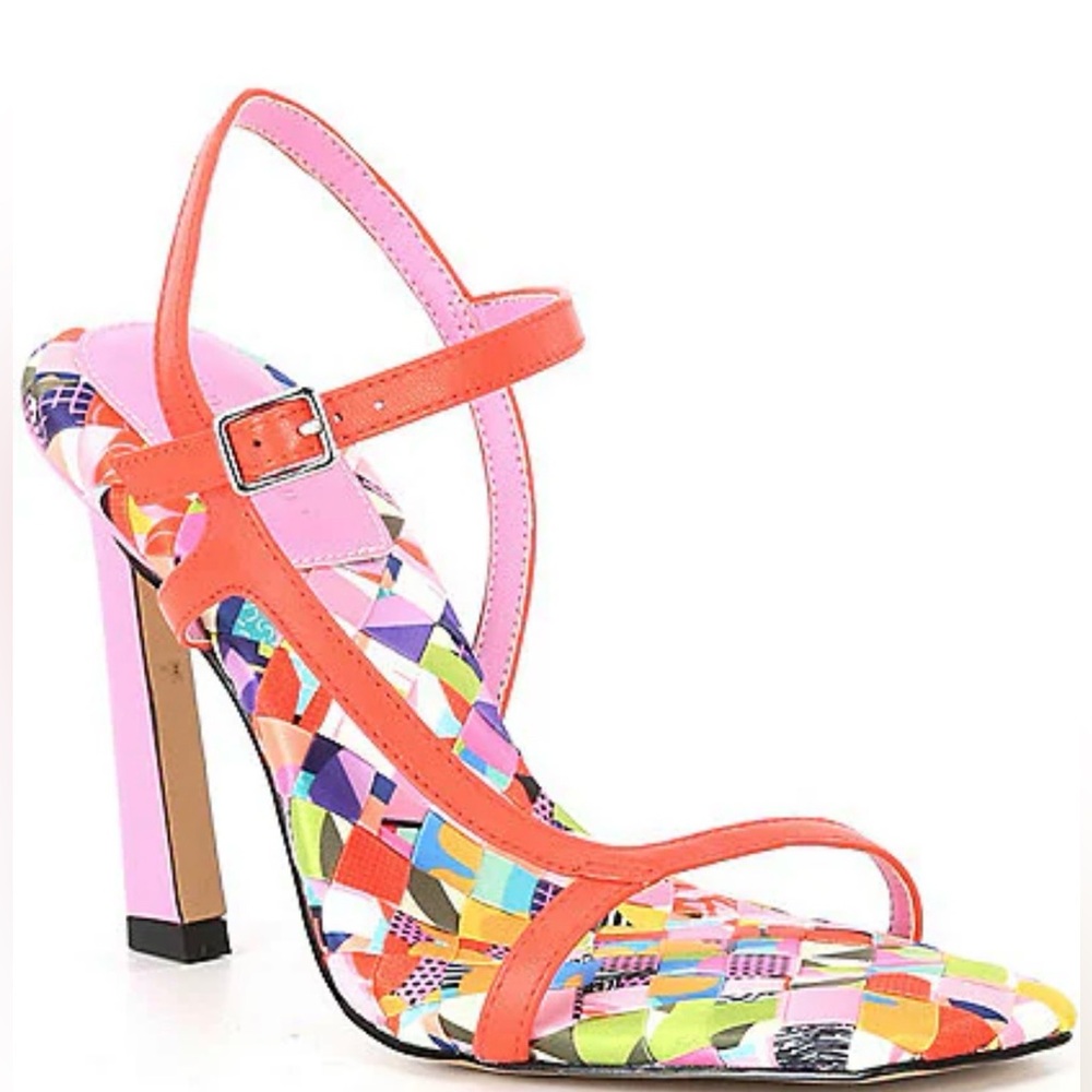 NWOT - Gianni Bini Fionah Leather Multi Checkered Strappy Dress Sandals.